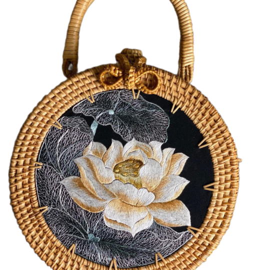 Håndbroderte speilblomster
